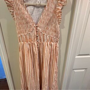 Anthropologie Peach Striped Midi Dress